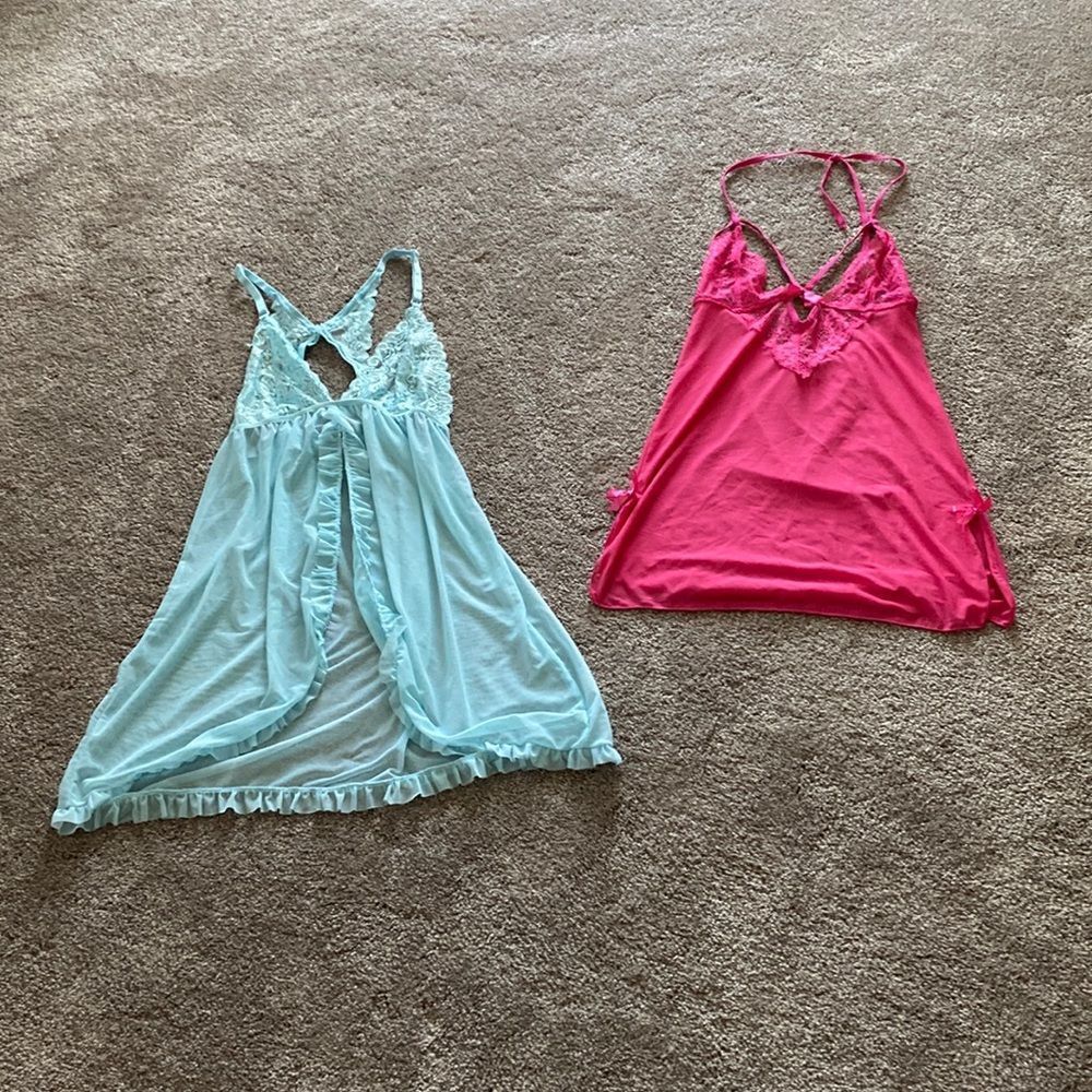 AvidLove Pink & Blue Lace Babydoll Lingerie Chemises SIZE S